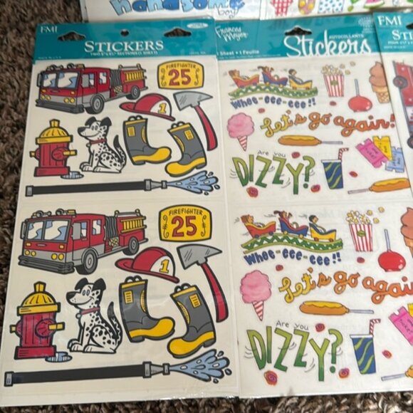 Vintage FMI Francis Meyer Stickers Firefighter Fairy Baby Letters Park Birthday - Picture 2 of 7